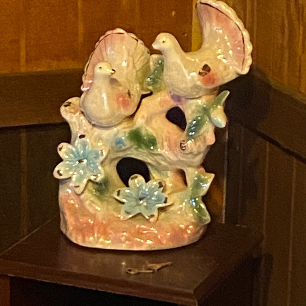 Vintage Glass Pink Bird Sculpture